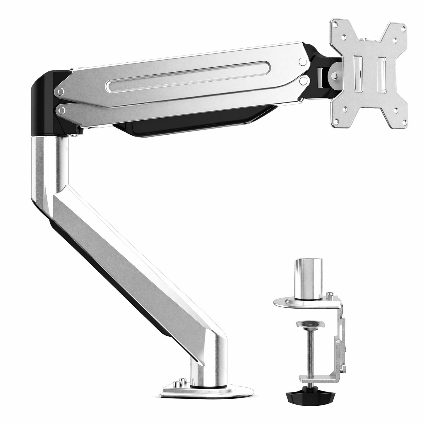 Suptek Single Monitor Mount,Adjustable Gas Spring Monitor Arm Desk Mount Stand Fits 17 20 22 23 24 26 27 32 33 35 36 inch,Holds up to 25 lbs, Silver(MD9S)