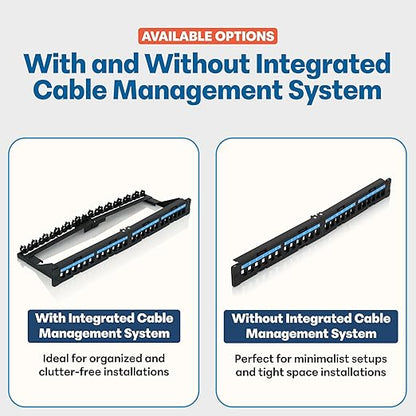 Everest 24 Port Keystone Patch Panel (1-Pack) - Removable 6-Port Panels - Use with Slim Profile Keystones ONLY (Wider Jacks May not fit Side by Side)