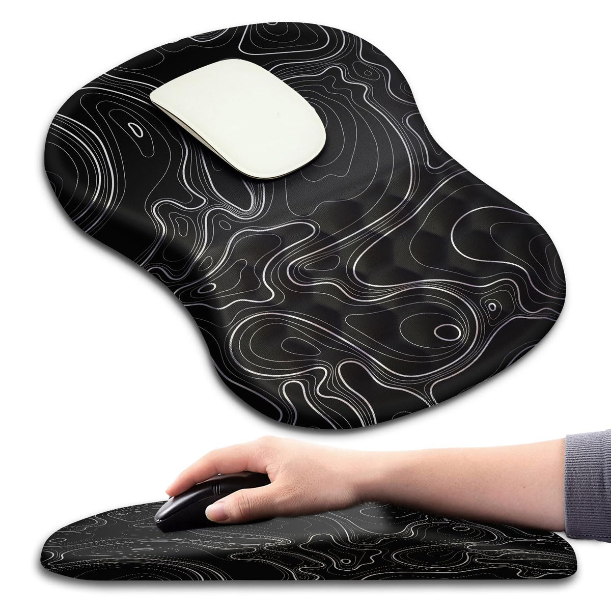 KUOSGM Mouse Pad Wrist Support, Ergonomic Mouse Pad with Massage Dot, Comfortable Computer Mouse Pad for Laptop, Wrist Rest Pain Relief Mousepad with Non-Slip PU Base for Office & Home, 12 x 8 in