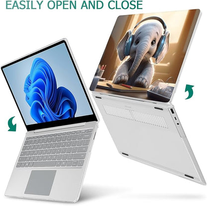 Tuiklol Case for 15 Inch Microsoft Surface Laptop 5/4/3 2022-2020, Model 1979/1953/1872/1873 Hard Shell Cover, Keyboard Cover+Screen Protector+Dust Plugs, Elephant