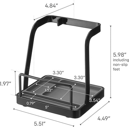 Yamazaki Home Tower Lid & Ladle Stand - Large, Kitchen Stand For Utensils, Lids, And Cookbooks, Heat-Resistant Kitchen Stand - Steel