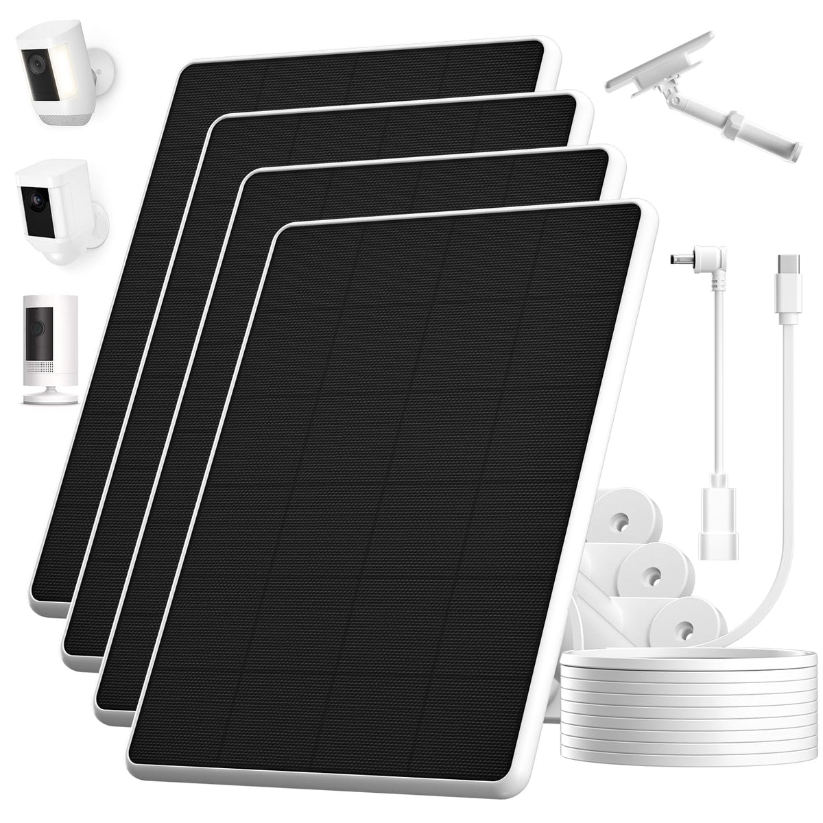 6W Solar Panel for Ring Spotlight Cam Battery & Stick Up Cam Battery, High-Efficiency Solar Charger with 360° Adjustable Retractable Bracket & 10ft Cable