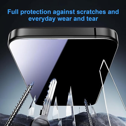 OneFish for iPhone 15 Pro Privacy Screen Protector, 4-Way 360° Anti-Spy Tempered Glass, 9H Hardness, HD Clear Anti-Fingerprint 3D Curved Edges, Case-Friendly & Easy Installation [2 Pack]