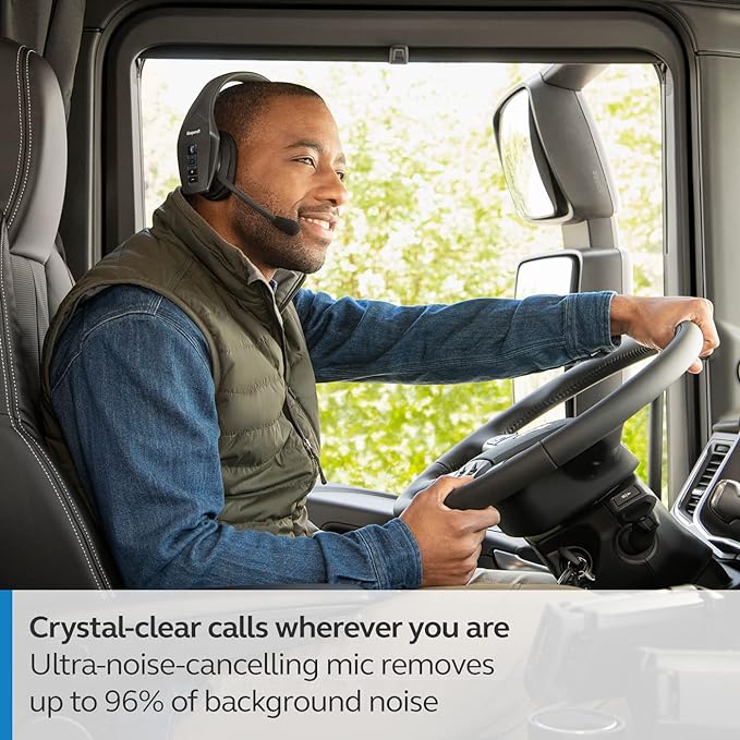 BlueParrott B650-XT Mono Bluetooth Wireless Headphones 96% Noise Canceling Over Head Trucker Headset with Mic, 100% Voice Control, IP54-Rated Protection, Active Noise Cancellation, 36 hrs. Talk Time