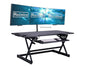 Rocelco 32" Height Adjustable Standing Desk Converter - Sit Stand Computer Workstation Riser - Dual Monitor Retractable Keyboard Tray Gas Spring Assist - Black (R EADRB2)