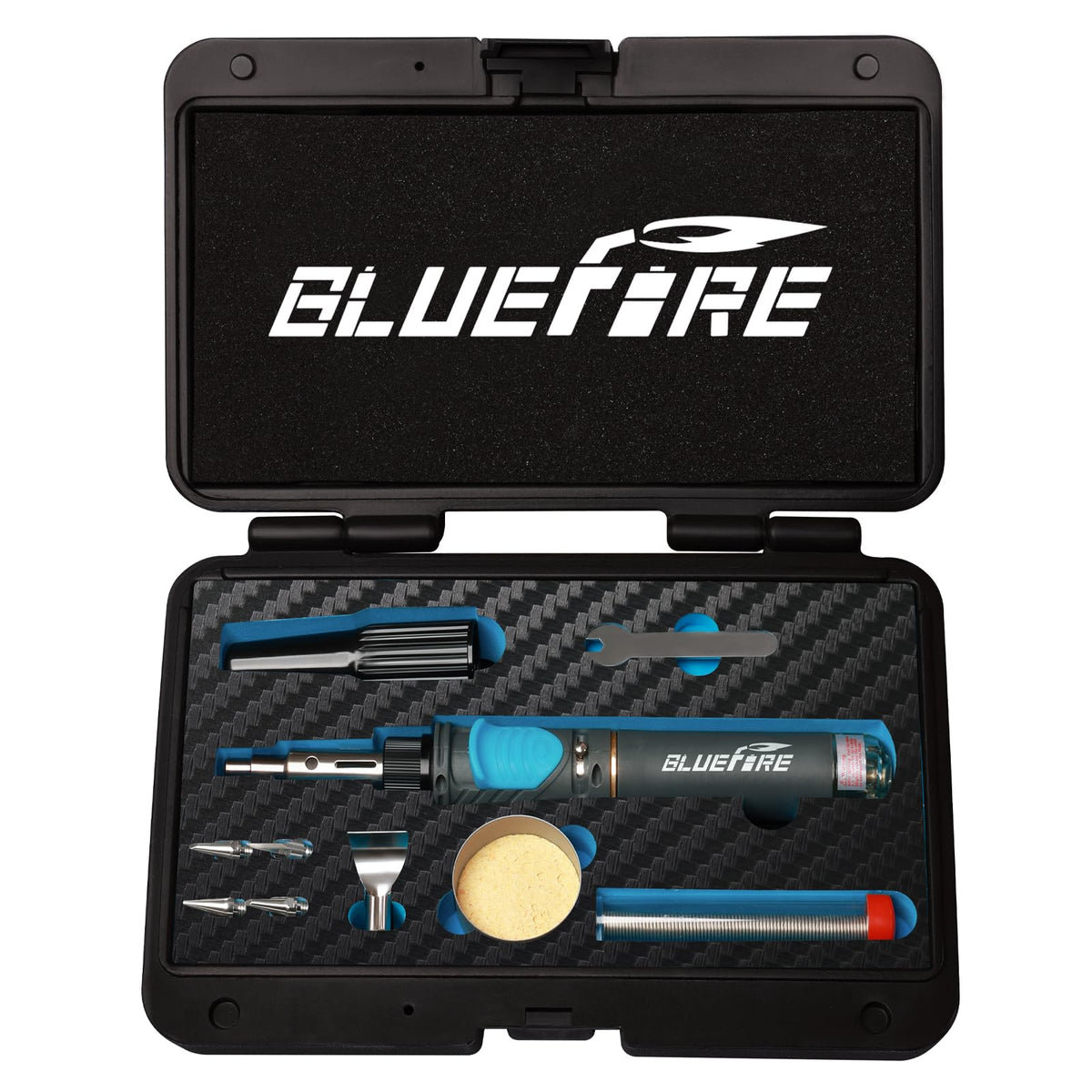 BLUEFIRE MRT-1117K Cordless Butane Soldering Iron Kit Portable Multi-Purpose Mini Torch for Electronics, Jewelry, Welding & Brazing|Self-Igniting,Flame Control,Light Weight,Rapid Heat Up,Inflatable