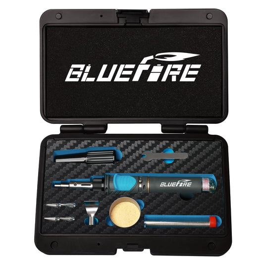 BLUEFIRE MRT-1117K Cordless Butane Soldering Iron Kit Portable Multi-Purpose Mini Torch for Electronics, Jewelry, Welding & Brazing|Self-Igniting,Flame Control,Light Weight,Rapid Heat Up,Inflatable