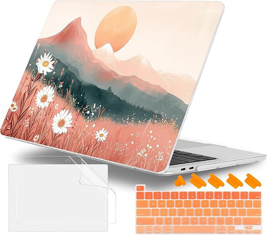 Lepeoac Case for MacBook Pro 13 inch Case M2 2022-2016 A2338 M1 A2251 A2289 A2159 A1989 A1708 A1706, Plastic Hard Shell + Keyboard Cover + Dust Plug, Mountains