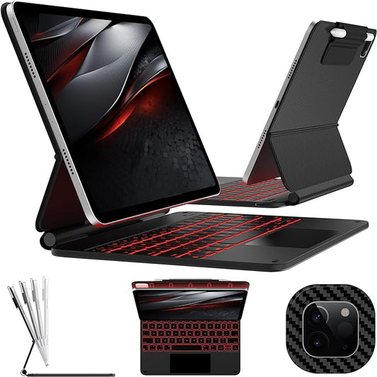 typecase Edge Keyboard Case for iPad Pro 11-inch (M5/M4, 2025/2024), Easy-Set Floating Magnetic Stand, Magic-Style Keyboard with 11 Colors Backlight, Multi-Touch Trackpad, Pencil Holder, Carbon Fiber