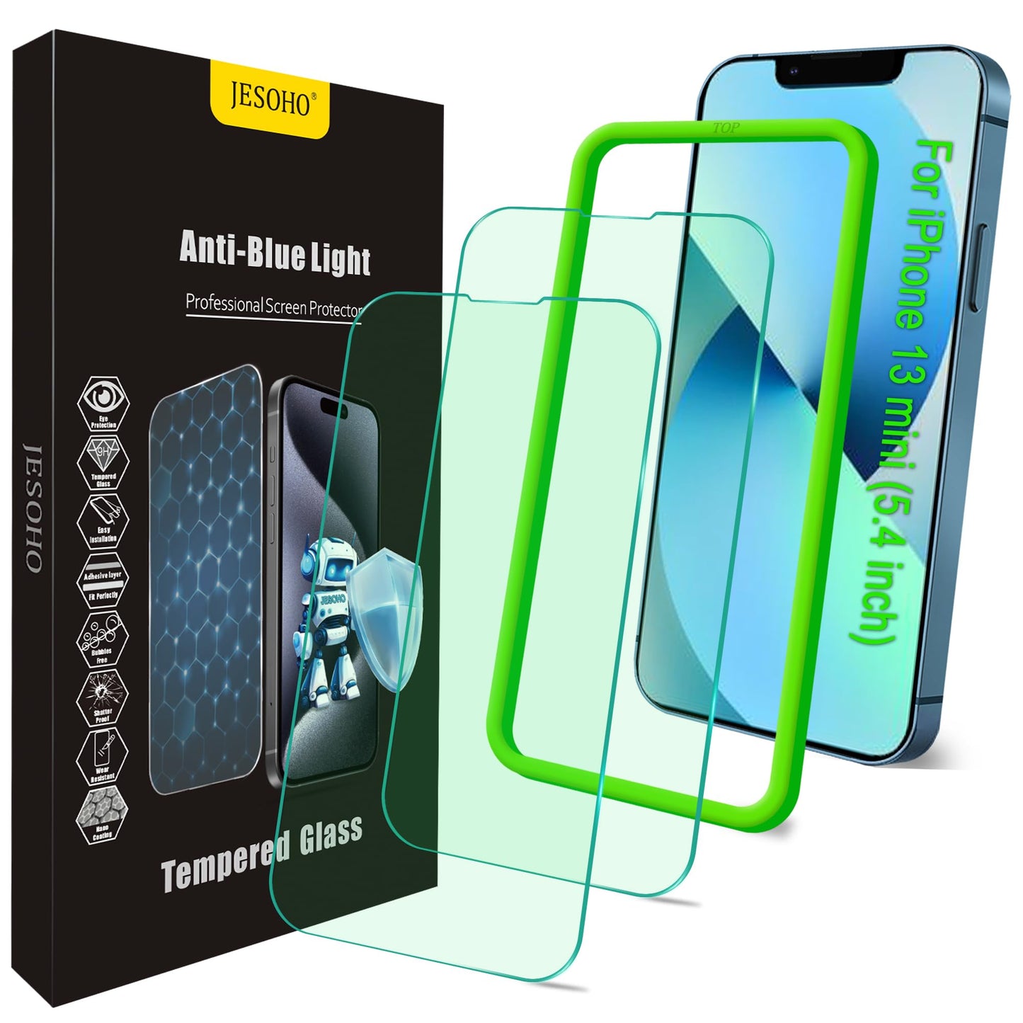 JESOHO Blue Light Screen Protector for iPhone 13 mini 5.4 inch