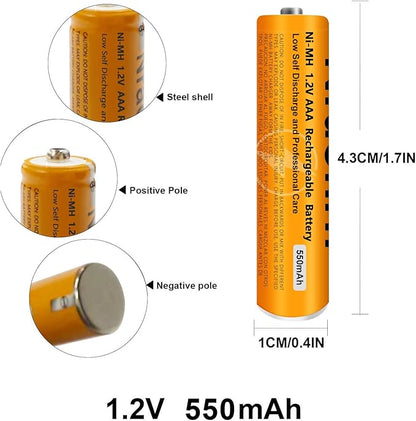6 Pack NI-MH AAA Rechargeable Battery for Panasonic, 1.2V 550mah AAA Rechargeable Batteries for Panasonic Cordless Phones Handset, Remote Controls, Electronics