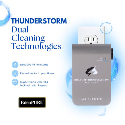 EdenPURE® Thunderstorm® Oxileaf® III Air Purifier Odor Remover with Plasma and Ozone Settings, Small, Grey