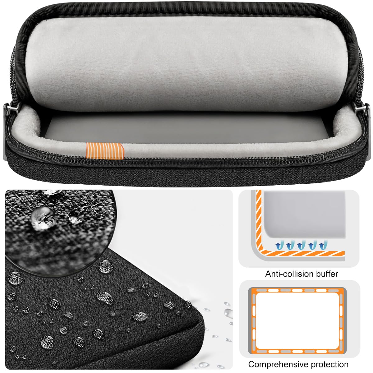 Hseok Laptop Case 15 15.6 16 inch Sleeve with Handle and Hidden Straps,Compatible with MacBook Neo 16",MacBook Pro Air 16" 15", 360°Protective PC Briefcase with 4 Pockets for Accessories,Carbon