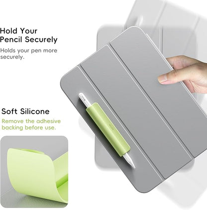ELETIUO Silicone Pencil Holder Sleeve,Compatible with Apple Pencil (USB-C),Apple Pencil 1st/ 2nd Generation,Strong Adhesive Sticky Attached to iPad Case for Stylus Pens,Green