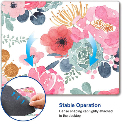 KUOSGM Mouse Pad, Premium-Textured Mouse Mat, Non-Slip Rubber Base Mousepad for Laptop, Computer & PC,9.5×7.9 in,Pink Green Flower