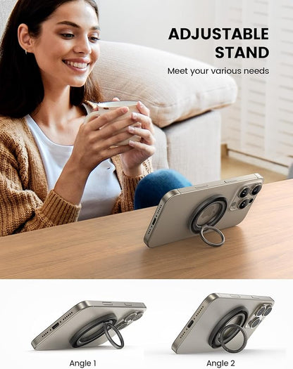 Lamicall [2025 Upgrade Metal Gear Hinge] Magnetic Phone Ring Grip for MagSafe, [4.4lbs Ultra Strong Magnet] Finger Holder Stand, Easily Pull Ring Out, Mag Safe Accessory for iPhone 16 15 14 Pro Max