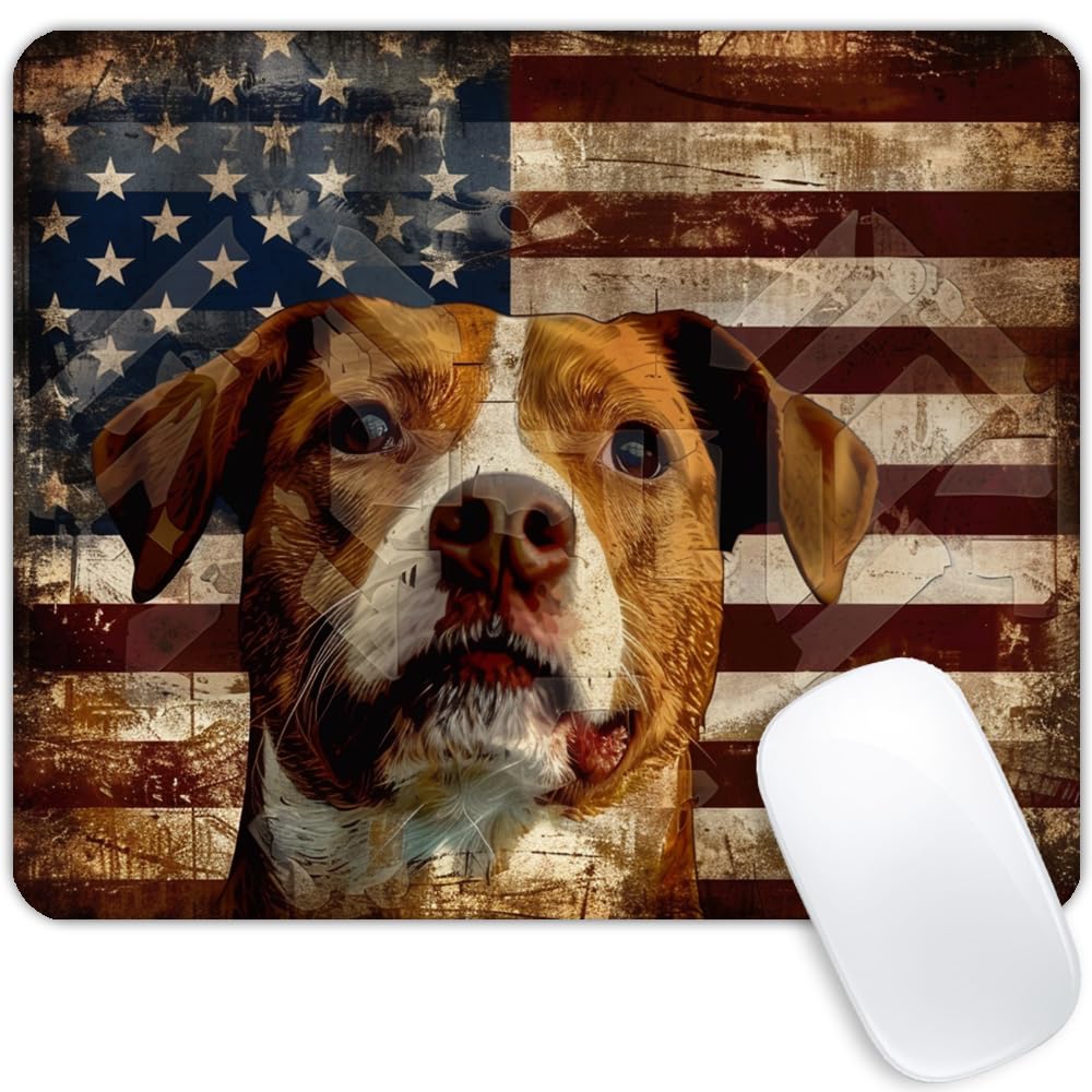 Square Mouse Pad National Flag and Cute Smiling Dog,Gaming Mouse Pads for Desk,Soft Computer Waterproof Non-Slip Mouse Mat