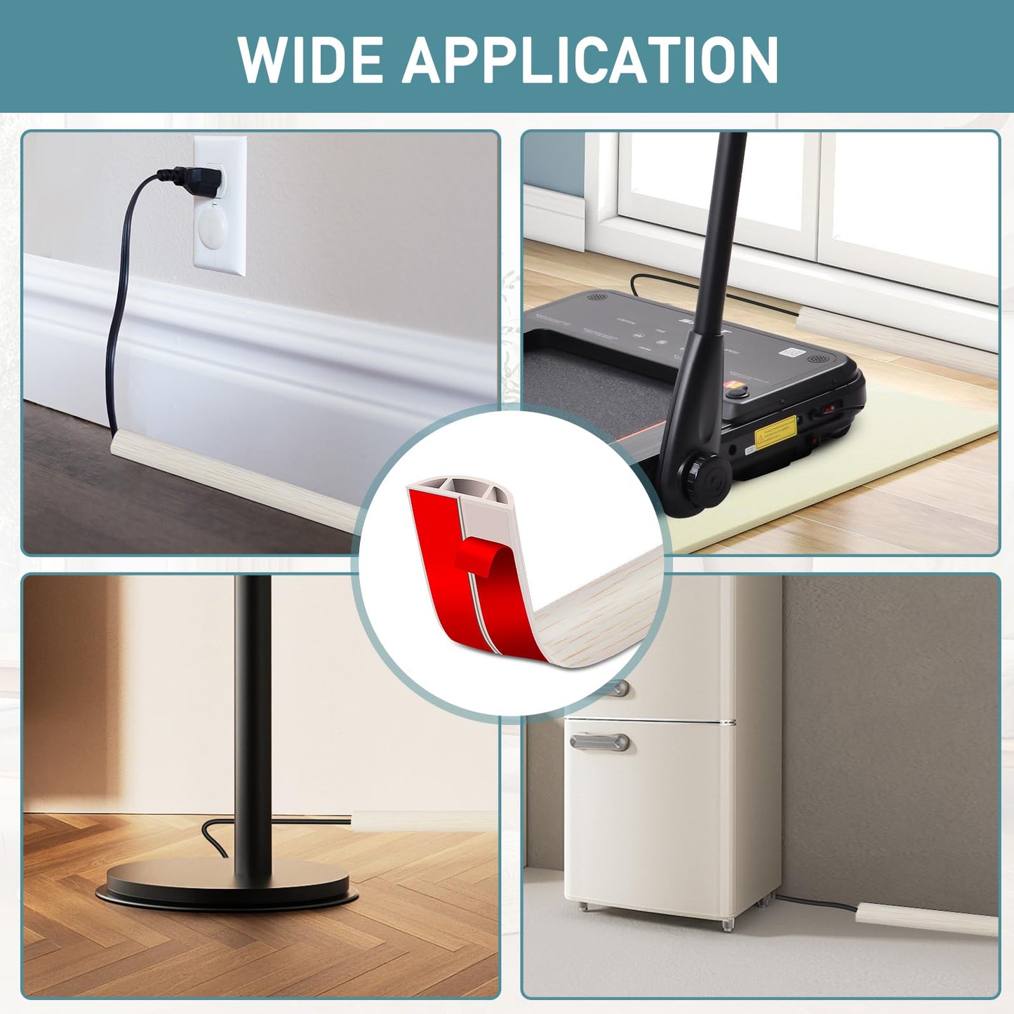LSGCQ Floor Cord Cover Self Adhesive Cord Hider Floor Cable Management