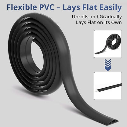 ZhiYo 3.6ft Cord Covers for Wires on Floor, Cord Hider Floor Hide Extension Cords, Soft PVC Cable Cover Cable Protector, Wire Cavity W0.62in H0.31in, Gray Oak Wood
