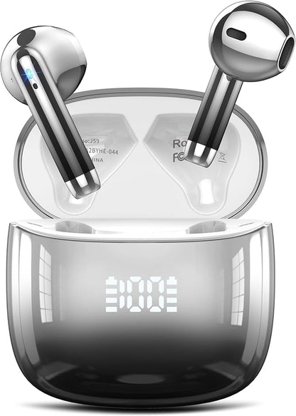 Wireless Earbuds, Bluetooth Headphones 48H Playtime Ear Buds with LED Power Display, IPX7 Waterproof Bluetooth 5.4 Earphones in-Ear Earbuds with 4 Mic for Android iOS Cell Phone Laptop, Black