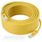 Cat5e Ethernet Cable 50 FT, Long Cat 5e Internet Cable, Yellow Snagless Patch Cord, Flexible, Network, LAN, PoE, Standard RJ45 Connector for PC, Server, Router, Modem, TV, PS5 - with 15 Cable Ties