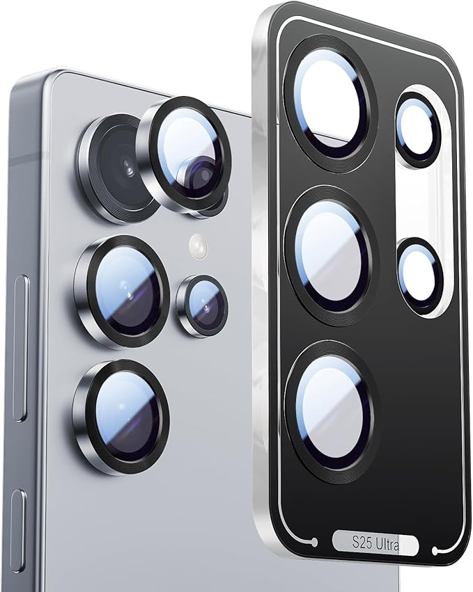 X-it Camera Lens Protector for Samsung S25 Ultra, 9H Tempered Glass, Independent Metal Aluminum Edge Original Protection Design, Suitable for Phone Case, Anti-scratch, Anti-reflective,Blue