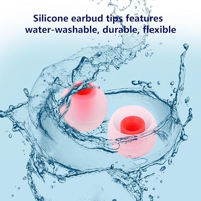 Earbud Replacement Tips Silicone Earbud Tips Earbud Covers Fit for in-Ear Headphones (Inner Hole 3.8mm -5.1mm) Eartips Earbud Rubber Tips 9 Pairs S/M/L, transparent/Red