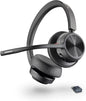 Poly Voyager 4320 UC Wireless Headset (Plantronics) - Stereo Headphones w/Noise-Canceling Boom Mic - Connect PC/Mac/Mobile via Bluetooth - Works w/Teams, Zoom, & More - Amazon Exclusive