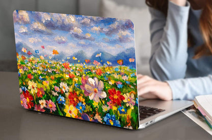 AMCJJ Compatible with MacBook Air 13 Inch Case 2017 2016 2015 2014 2013 2012 2011 2010 Release A1466/A1369, Plastic Hard Shell Case + Keyboard Cover + Screen Protector - Flowers