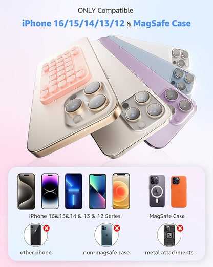SUPERONE Magnetic Suction Phone Mount for MagSafe Case, Magnetic Silicone Sticky Phone Grip Holder for iPhone 16/15/14/13/12 Series, Hands-Free for Makeup/Selfie/Live Streaming/Vlog/TikTok - Clear