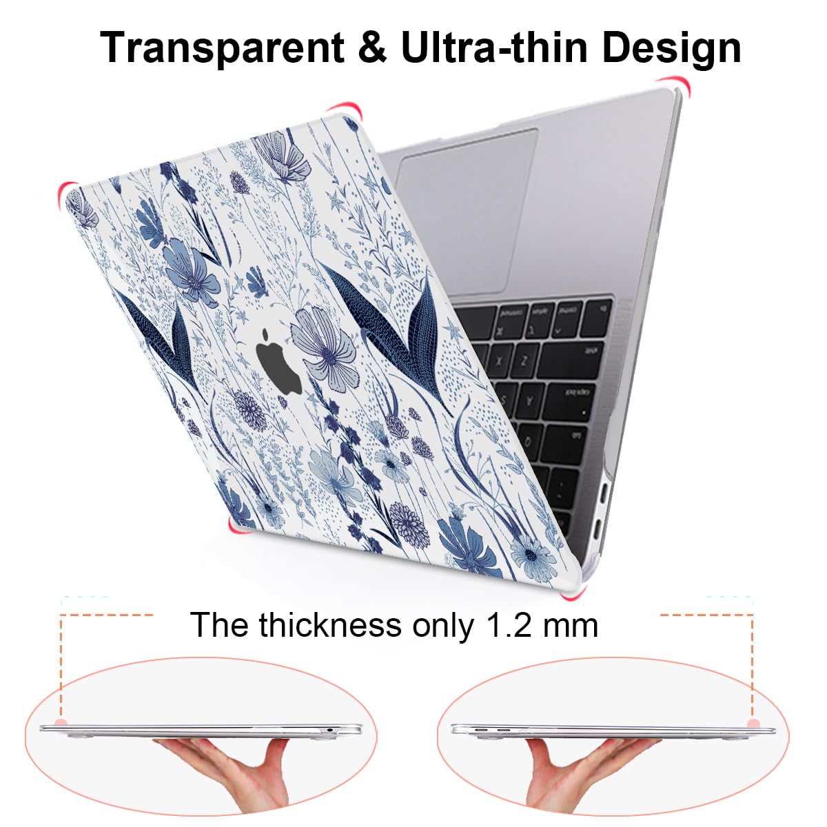 LCMOCICO for MacBook Pro 13 Inch Case 2022 2021 2020 Release A2338 M2 M1 A2251 A2289, Plastic Hard Shell Case for MacBook Pro 13.3 inch with Touch Bar & Touch ID, Navy Blue Wild Flowers