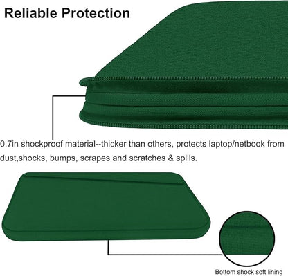 Laptop Sleeve 15.6 inch, Computer Carrying Bag Protective Case Handbag with Front Pocket, Slim Laptop Cover for 15-16 Inch HP, Dell, Lenovo, Asus, Dark Green