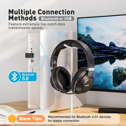 H300 Wireless Headphones with Microphone,Over Ear Bluetooth Headsets, Black