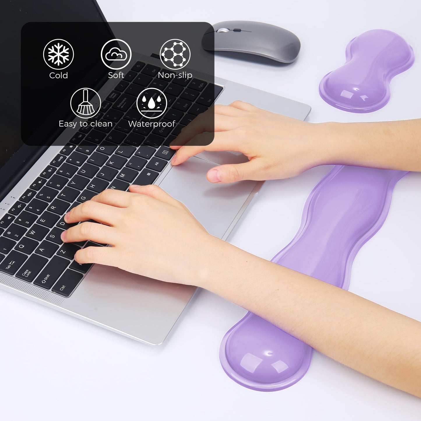 ABRONDA Gel Wrist Rest for Keyboard and Mouse, Wrist Rest for Keyboard, Mouse Wrist Support, Pain Relief, Cool Touch, Non-Skid, Mouse Wrist pad