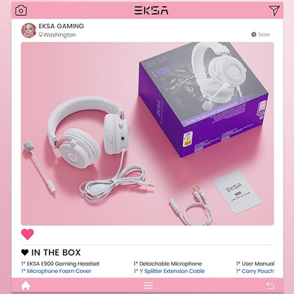 EKSA E900 Headset with Microphone for PC, PS4,PS5, Xbox - Detachable Noise Canceling Mic, 3D Surround Sound, Wired Headphone for Gaming, Computer, Laptop, 3.5MM Jack