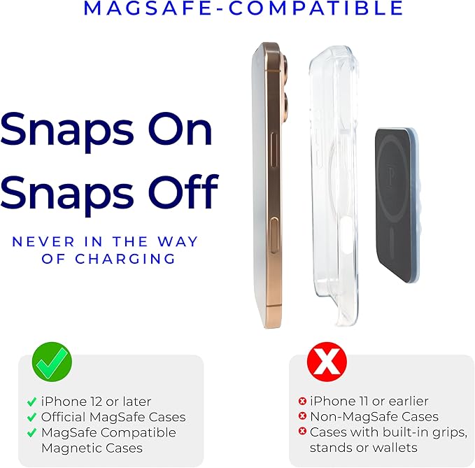 The Clingy Thingy Magnetic Sticky Phone Grip - Removable iPhone Suction Grip for Hands-Free FaceTime - Workouts, Influencers & Content Creator Essentials, Compatible with iPhone 12-16 (Glacier White)