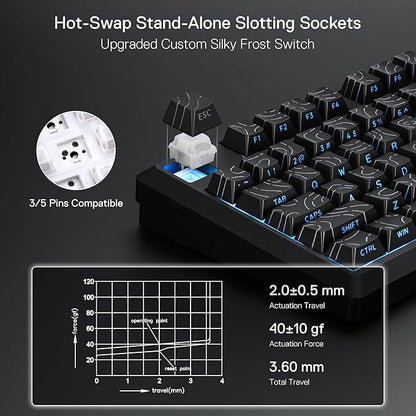 Redragon K737 PRO Wireless 87 Keys Gasket Gaming Keyboard, 80% Premium CNC Aluminum Mechanical Keyboard, Hot-Swap South-Facing LED Socket, 5-Layer Noise Dampening, Side-Printed PBT Contour Line Keycap