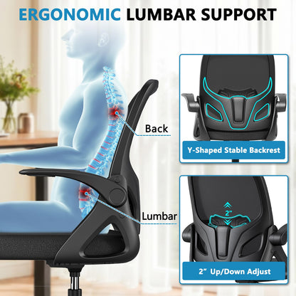 Kensaker Drafting Chair Tall Office Chair, Ergonomic Standing Desk Chair with Adjustable Foot Ring and Flip-up Armrests, Mesh Computer Chair for Art Studio, 300 LBS, Black