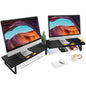 Across-Star Dual-Monitor Stand for Desk - Large Adjustable Length and Angle Riser for 2 Monitors, Double Computer Desktop Organizer, Shelf for TV, Laptop, Printer