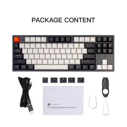 Keychron C1 Wired Mechanical Keyboard TKL, RGB Backlit with Double-Shot ABS Keycaps, 87 Keys Hot-Swappable Pre-lubed Tactile Switch Compatible with Mac Windows