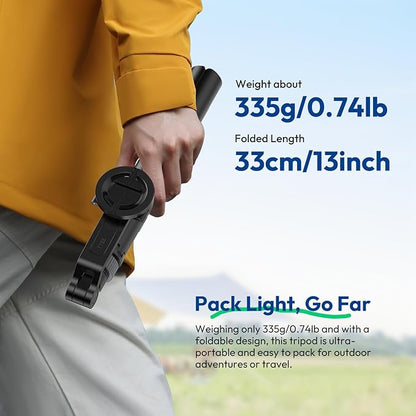 ULANZI TT88 Magnetic Tripod for iPhone, 57" Extendable Selfie Stick with Remote, 2-in-1 Phone Clip & Dual Cold Shoe Mounts - Lightweight Phone Tripod Stand for Vlogging, Travel, Video Recording, Black