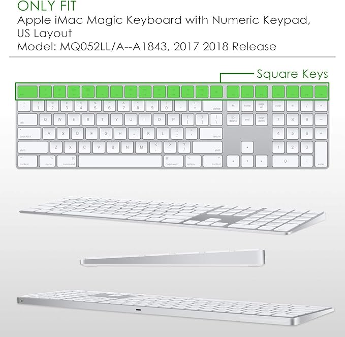 Allinside Transparent Cover for Apple iMac Magic Keyboard with Numeric Keypad MQ052LL/A A1843 US Layout