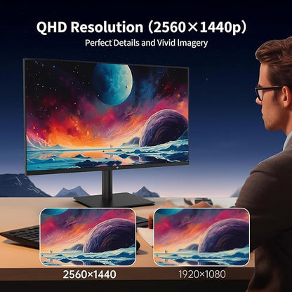 KTC 27 Inch QHD(2560 * 1440) 100Hz Computer Monitor - IPS Panel, Anti-Blue Light Screen, 100% High Color Gamut, 123% sRGB, Support FreeSync and GSync, PC Monitor for Casual Gaming and Working