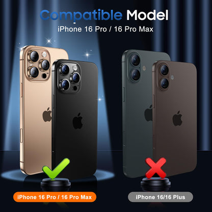 UniqueMe for 3 Pack iPhone 16 Pro/iPhone 16 Pro Max Camera Lens Protector - [Drop Protection] [Case Friendly] 9H Tempered Glass Camera Cover Screen [Update New Version] - Gold