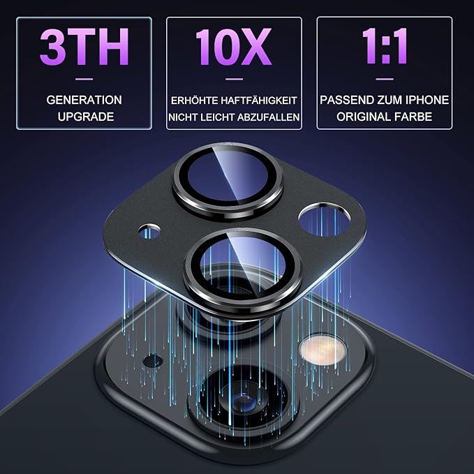 Uyiton for iPhone 14 /iPhone 14 Plus Camera Lens Protector, [Not for iPhone 14 Pro/14 Pro Max][Drop Protection] 9H Tempered Glass Camera Cover Screen Metal Ring Case Friendly Scratch Resistant - Black