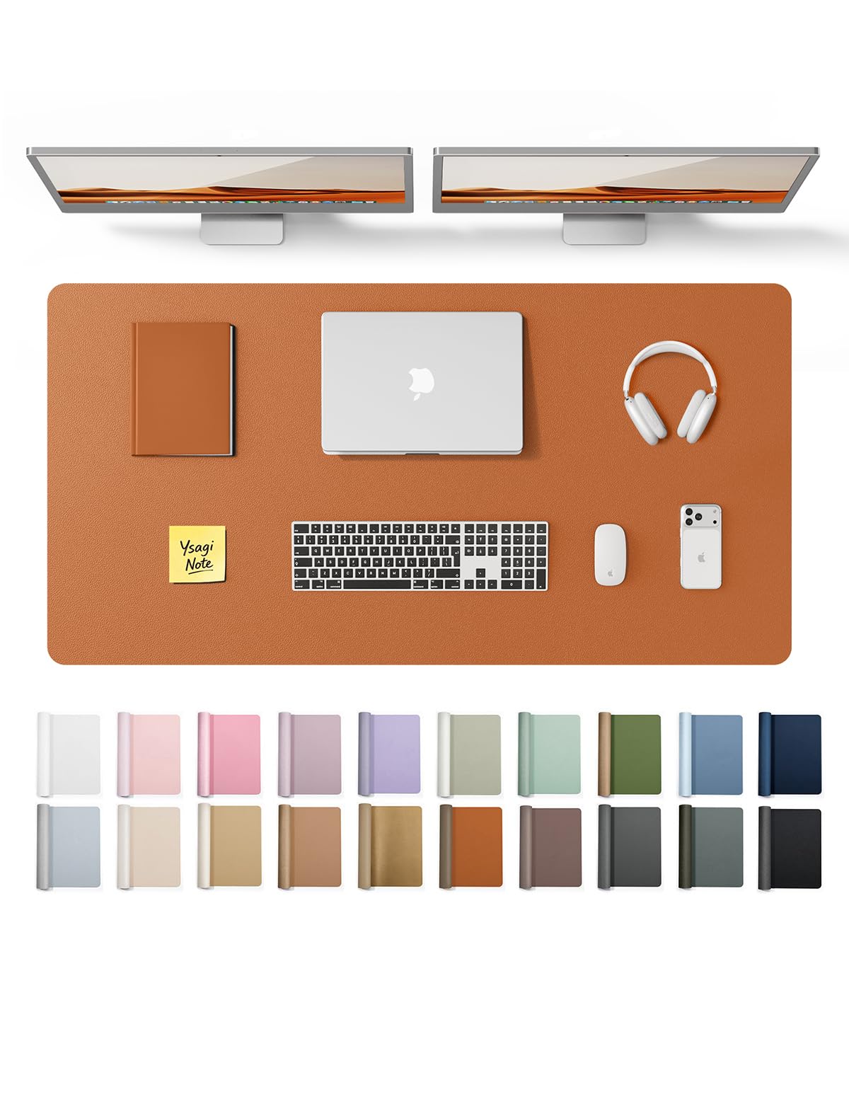 YSAGi Leather Desk Protector, Office Mat, Large Mouse Mat, Non-Slip PU Leather Blotter, Laptop Desk Pad, Waterproof Writing Pad for Office and Home (Brown, 47.2" x 23.6")