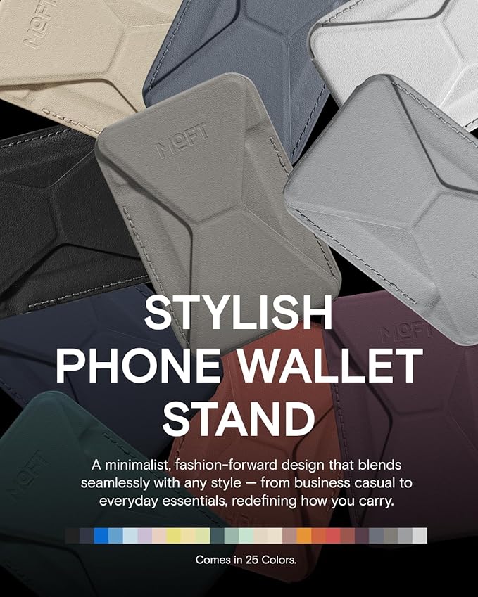 MOFT Magnetic Wallet Stand Compatible with iPhone 16/15/14/13/12 Series, Angle Adjustment & Magsafe Compatible MOVAS Phone Stand,Taupe