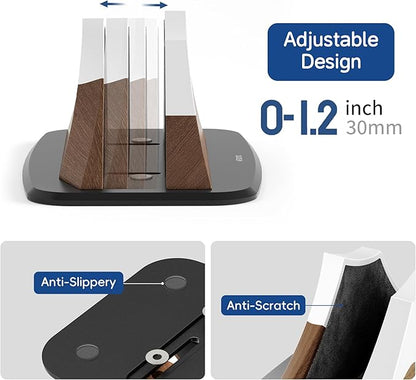 Vertical Laptop Stand - Snow Peak-Shaped Wooden Holder Dock Compatible with MacBook, Surface, Chromebook, Dell & More - Space-Saving Design for All Laptops,Walnut Finish