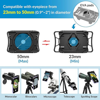 APEXEL Telescope Phone Adapter, Binocular Photo Adapter for Android & iPhone, Phone Holder Mount for Telescope, Monocular, Binocular, Microscope, Spotting Scope. (Including Bluetooth Shutter Remote)