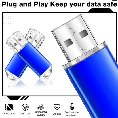 Hoteam 50 Pack USB 2.0 Flash Drives Bulk Blue Portable Thumb Drive with Hat USB Sticks Bulk with 50 Pcs Lanyards for Data Storage File Sharing Commercial Gift(8GB)